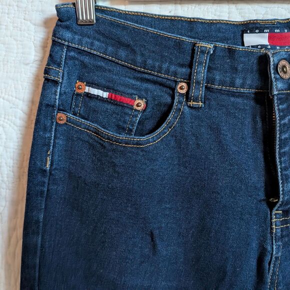 Vintage Y2K Tommy Jeans Dark Wash Boot Cut Pocketless Low Rise Size 9 - Picture 6 of 8